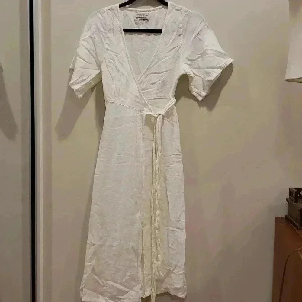 Urban Outfitters White Wrap Midi Dress